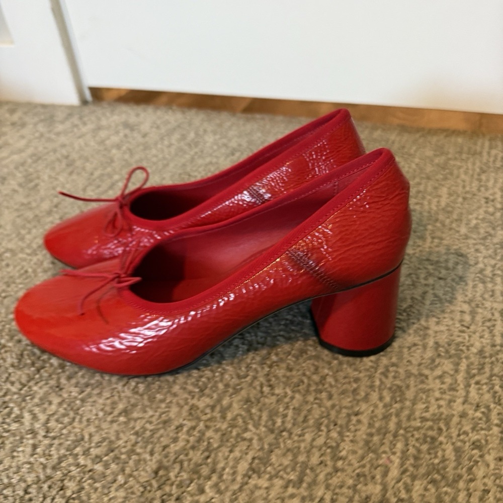 Mansur Gavriel Dream Pump NEW Leather Block Heel Red EU 38.5 / US 8 $495 - Picture 3 of 7